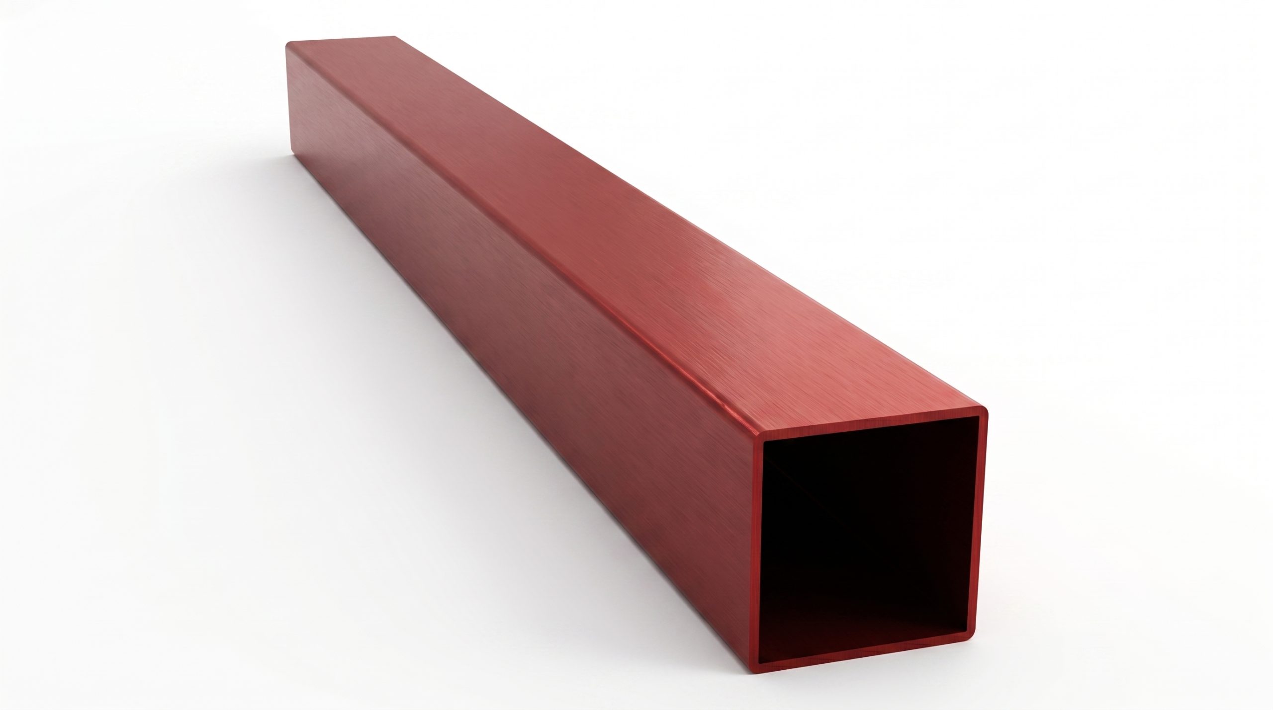 Червона металева профільна труба Червона квадратна профільна труба з металу на білому фоні