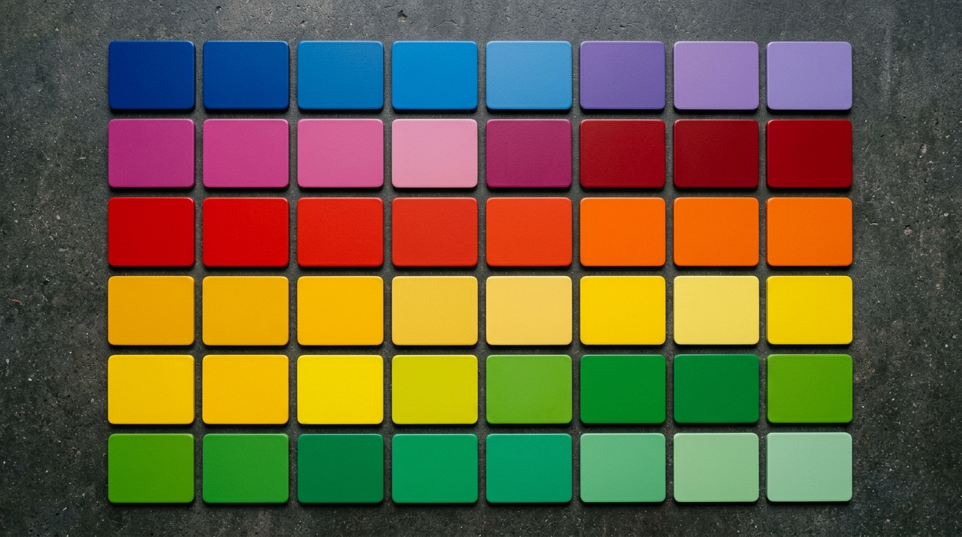 Metal_plates_in_gradient_colors_202607060831 Metal plates in gradient colors 202607060831