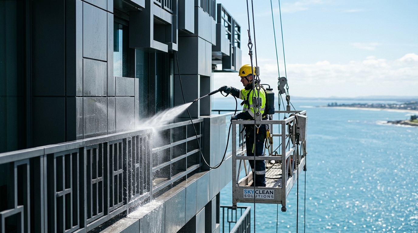 Worker_washing_building_facade_202607280829 Worker washing building facade 202607280829