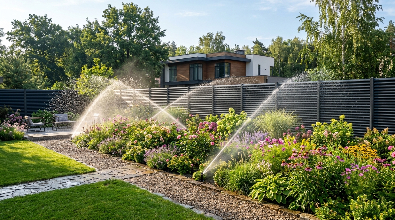 Sprinklers_watering_garden_flowers_202608180804 Sprinklers watering garden flowers 202608180804