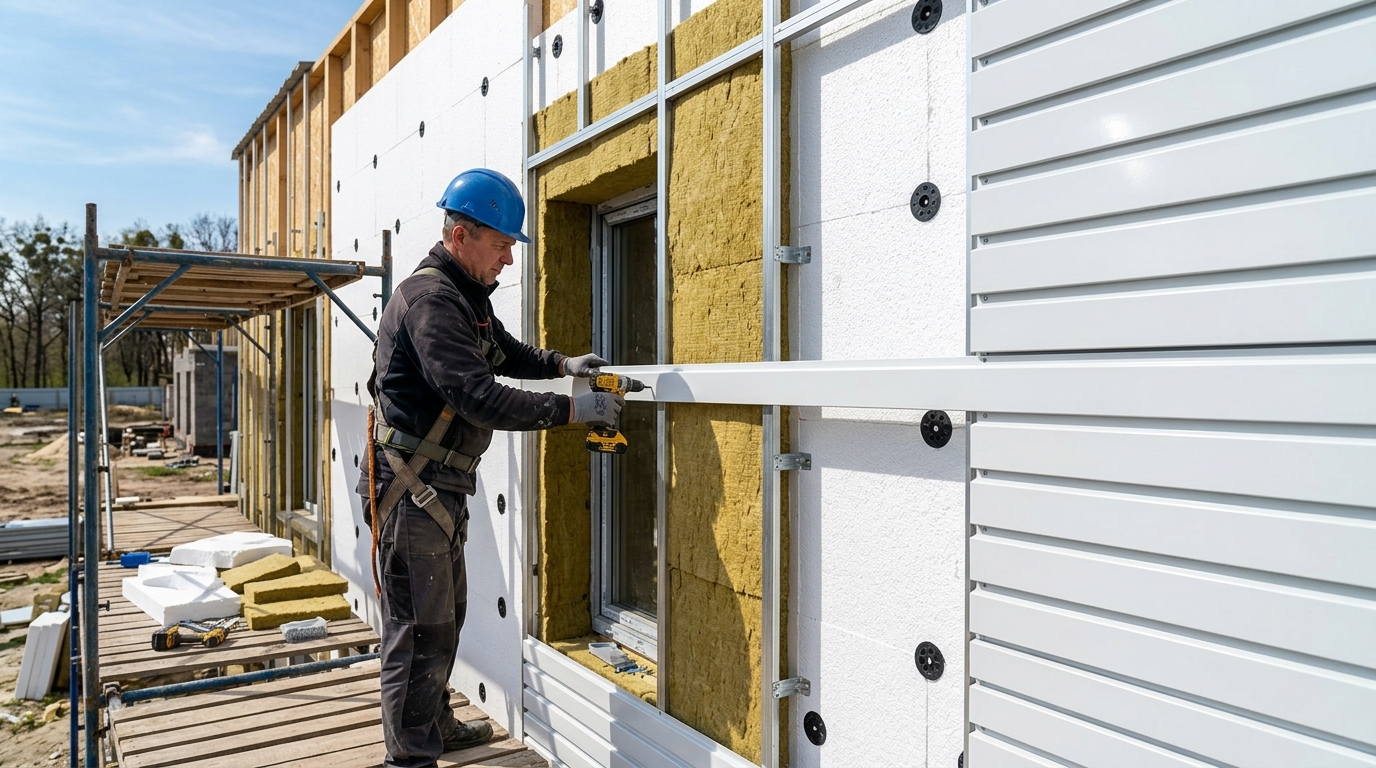 Master_installing_metal_facade Master installing metal facade